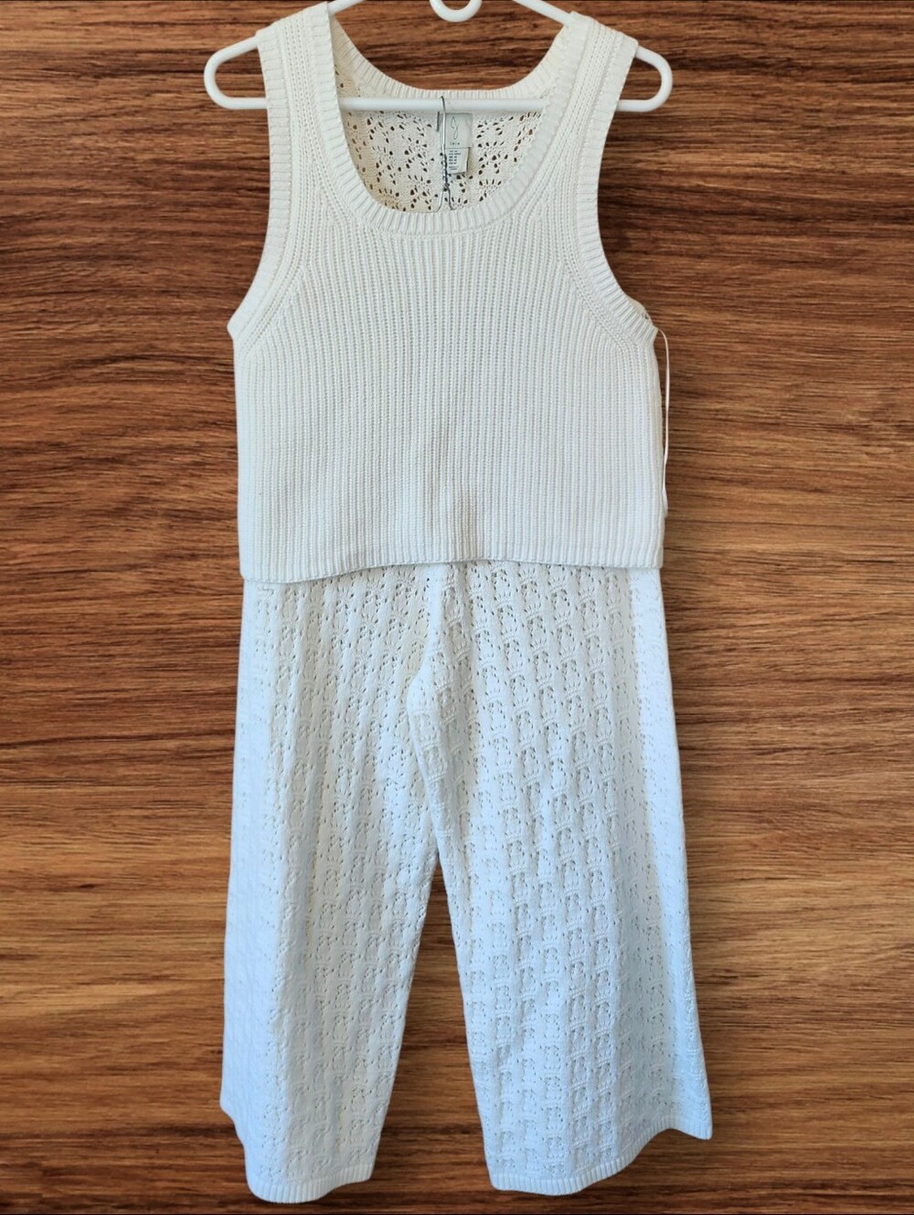 Joie Ivory 2-Piece Crochet Knit Matching Set Pants and Tank Size M